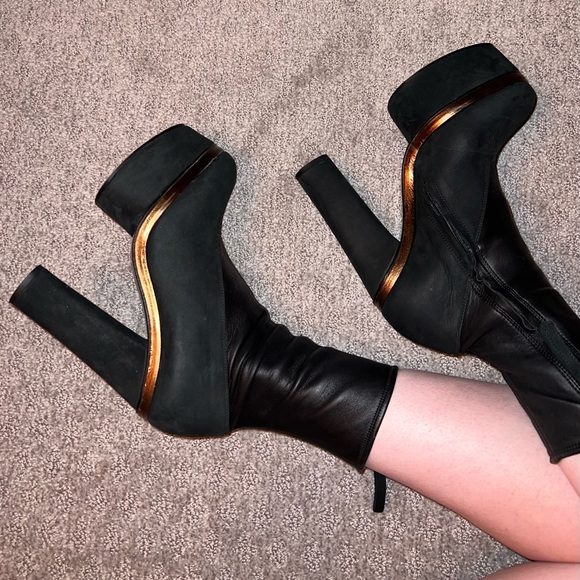 Acne Studios Black Platform Boots size 38 - Picture 2 of 7